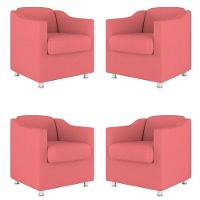 Kit 04 Poltronas Tilla Consultório Recepção Sala Suede Cor:rosa - 1