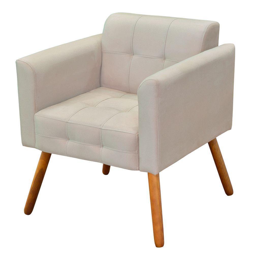 Kit 02 Poltronas Elisa Suede Bege Pés Palito D´rossi - 3