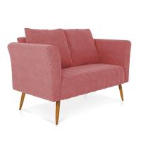 Kit 01 Namoradeira 02 Lugares E 02 Poltronas Marilia Linho Whiski A106 Rose Pés Palito Castanho - D'rossi - 6