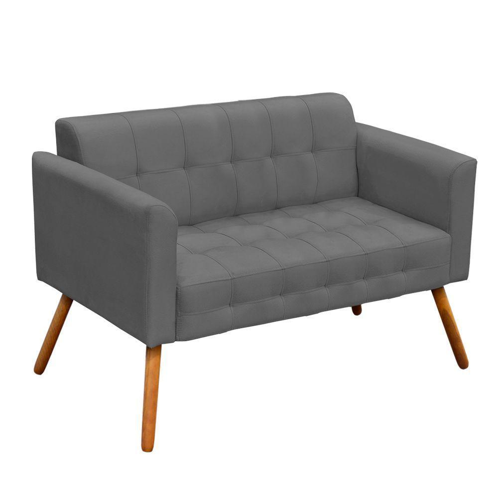 Kit 1 Namoradeira e 1 Poltrona Giratória Elisa Suede Grafite - 4