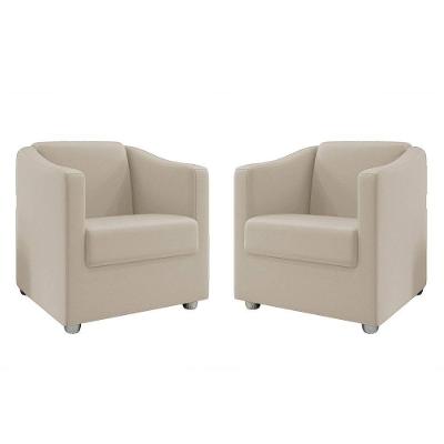 Kit 2 Poltronas Decorativa Bia Suede Bege Dal Poz Estofados