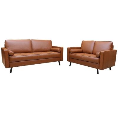 Conjunto Sofá De Couro 2 E 3lgrs Vancouver M06 Conhaque 457