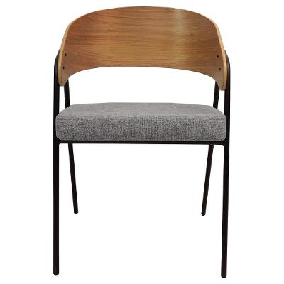 Poltrona Decorativa Aero Com Apoio Assento Cinza Estrutura Preta Encosto Natural Overseas