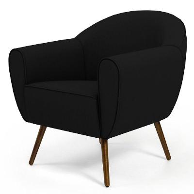 Poltrona Decorativa Nina Com Pés Palito Corano Preto Lyam Decor