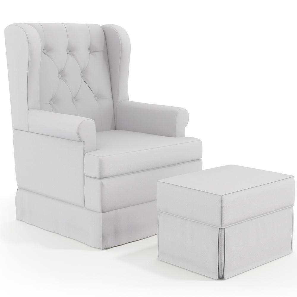 Poltrona E Puff Helena P02 Capitonê Facto Branco - 1