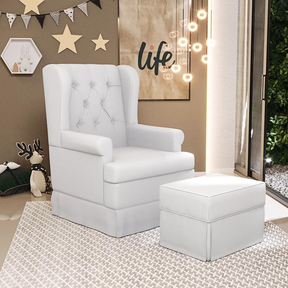 Poltrona E Puff Helena P02 Capitonê Facto Branco - 15