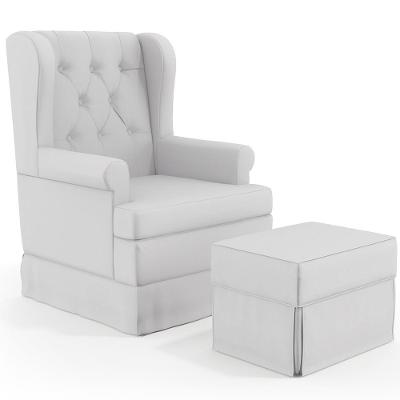 Poltrona De Amamentação Com Puff Helena P02 Balanço Branco Lyam Decor