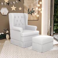 Poltrona E Puff Helena P02 Capitonê Facto Branco - 19