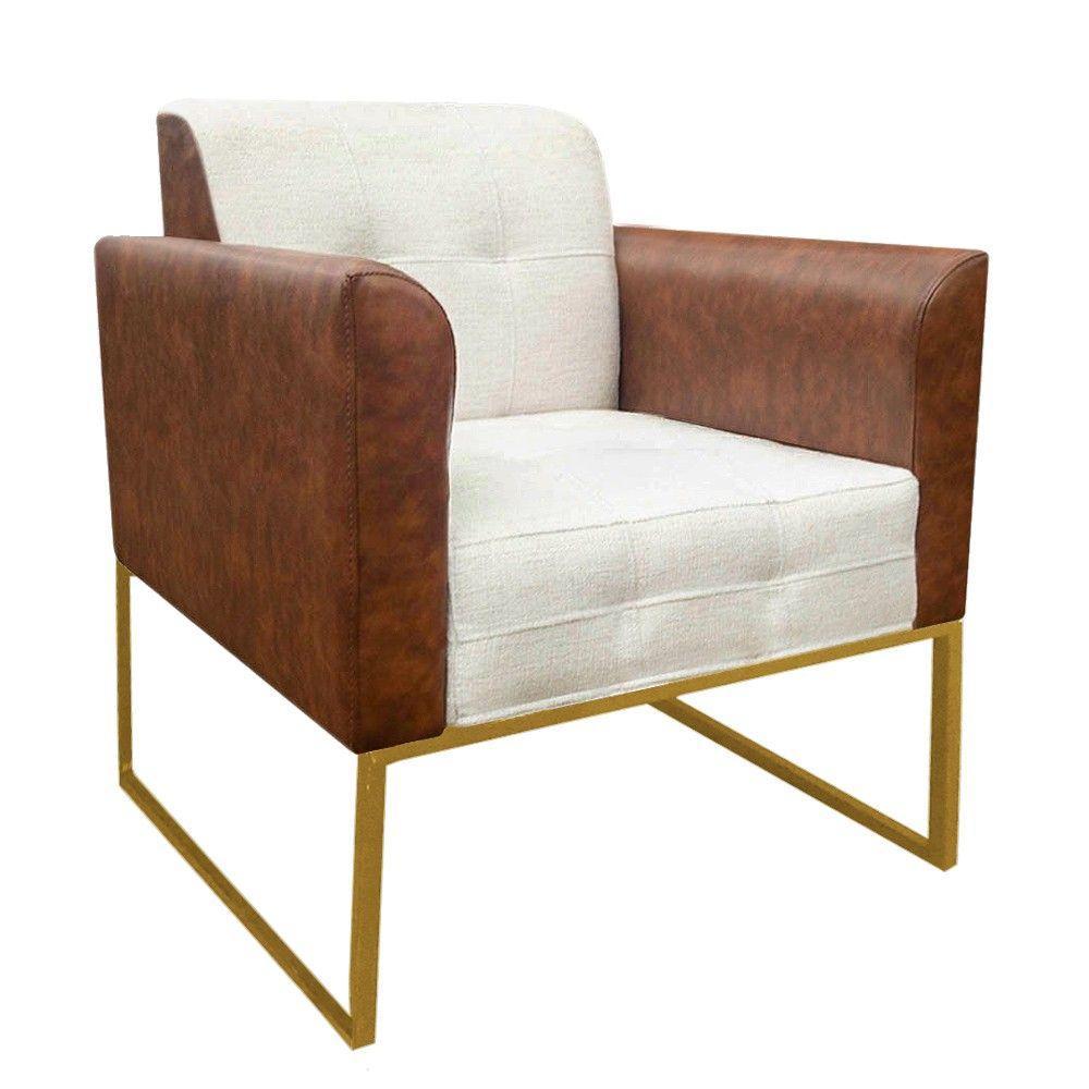 Poltrona Elisa Corano Com Linho Bege nozes - 1