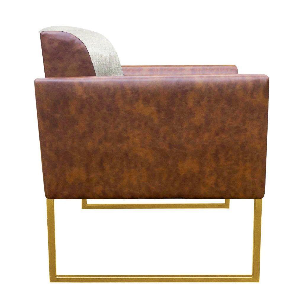 Poltrona Elisa Corano Com Linho Bege nozes - 2