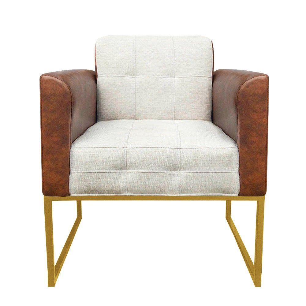 Poltrona Elisa Corano Com Linho Bege nozes - 3