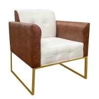 Poltrona Elisa Corano Com Linho Bege nozes - 1