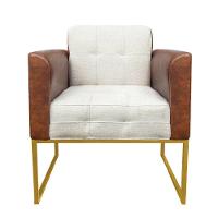 Poltrona Elisa Corano Com Linho Bege nozes - 3