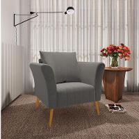 Poltrona Marilia Linho Grafite A26 Pés Palito Castanho - D'rossi - 6