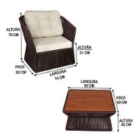 2 Poltronas Com Mesa, Alumínio, Estofado P/ Área Interna - 2