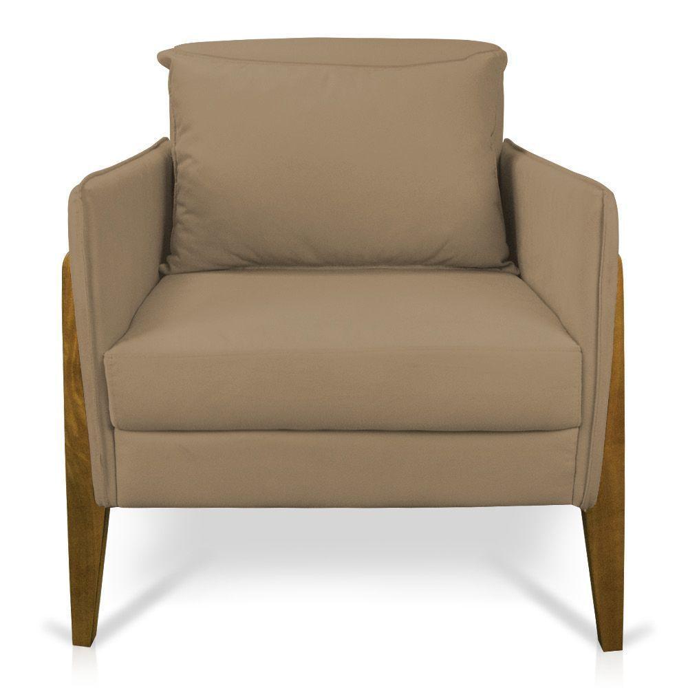 Kit 02 Poltronas Lana Suede Base De Madeira Marrom Rato - 7