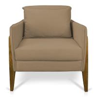 Kit 02 Poltronas Lana Suede Base De Madeira Marrom Rato - 7