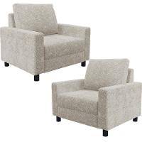 Kit 02 Poltronas E Recepção Malta L02 Bouclê Creme - 1