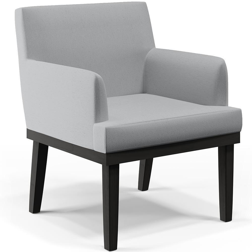 Kit 02 Poltronas Decorativas Sala De Estar Base Preto Beatriz W01 Linho Cinza - Lyam Decor - 9