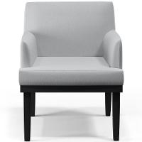 Kit 02 Poltronas Decorativas Sala De Estar Base Preto Beatriz W01 Linho Cinza - Lyam Decor - 6