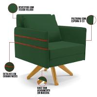 Kit 01 Namoradeira 02 Lugares E 02 Poltronas Mari Veludo Verde Base De Madeira Ma30 - D'Rossi