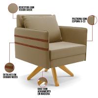 Kit 01 Namoradeira 02 Lugares E 02 Poltronas Mari Suede Marrom Rato Base De Madeira Ma30 - D'Rossi