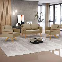 Kit 01 Namoradeira 02 Lugares E 02 Poltronas Mari Suede Marrom Rato Base De Madeira Ma30 - D'Rossi - 8