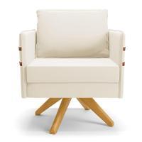 Kit 01 Namoradeira 02 Lugares E 02 Poltronas Mari Veludo Base De Madeira Ma30 - D'Rossi Bege - 6