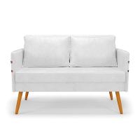 Kit 01 Namoradeira 02 Lugares E 02 Poltronas Mari Corano Base De Madeira Ma30 - D'Rossi Branco - 8