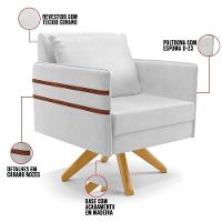 Kit 01 Namoradeira 02 Lugares E 01 Poltrona Mari Corano Base De Madeira Ma30 - D'Rossi Branco - 5