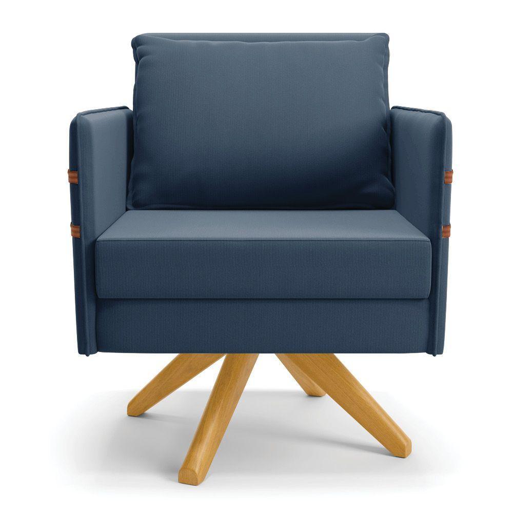 Kit 01 Namoradeira 02 Lugares E 02 Poltronas Mari Suede Ma30 Azul Marinho - 6