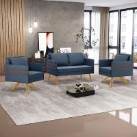 Kit 01 Namoradeira 02 Lugares E 02 Poltronas Mari Suede Ma30 Azul Marinho - 8