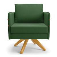 Kit 01 Namoradeira 02 Lugares E 02 Poltronas Mari Suede Base De Madeira Ma30 - D'Rossi Verde - 10