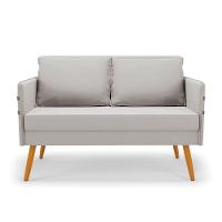 Kit 01 Namoradeira 02 Lugares E 01 Poltrona Mari Veludo Base De Madeira Ma30 - D'Rossi Cinza - 7