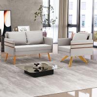 Kit 01 Namoradeira 02 Lugares E 01 Poltrona Mari Veludo Base De Madeira Ma30 - D'Rossi Cinza - 8