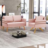 Kit 01 Namoradeira 02 Lugares E 01 Poltrona Mari Veludo Base De Madeira Ma30 - D'Rossi Rose - 9