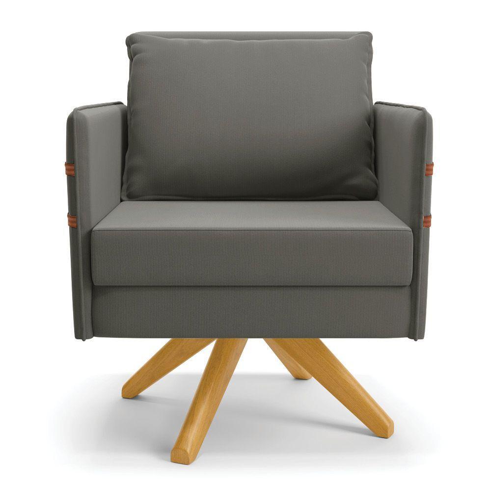 Kit 01 Namoradeira 02 Lugares E 01 Poltrona Mari Suede Grafite Base De Madeira Ma30 - D'Rossi - 6