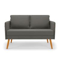 Kit 01 Namoradeira 02 Lugares E 01 Poltrona Mari Suede Grafite Base De Madeira Ma30 - D'Rossi - 7