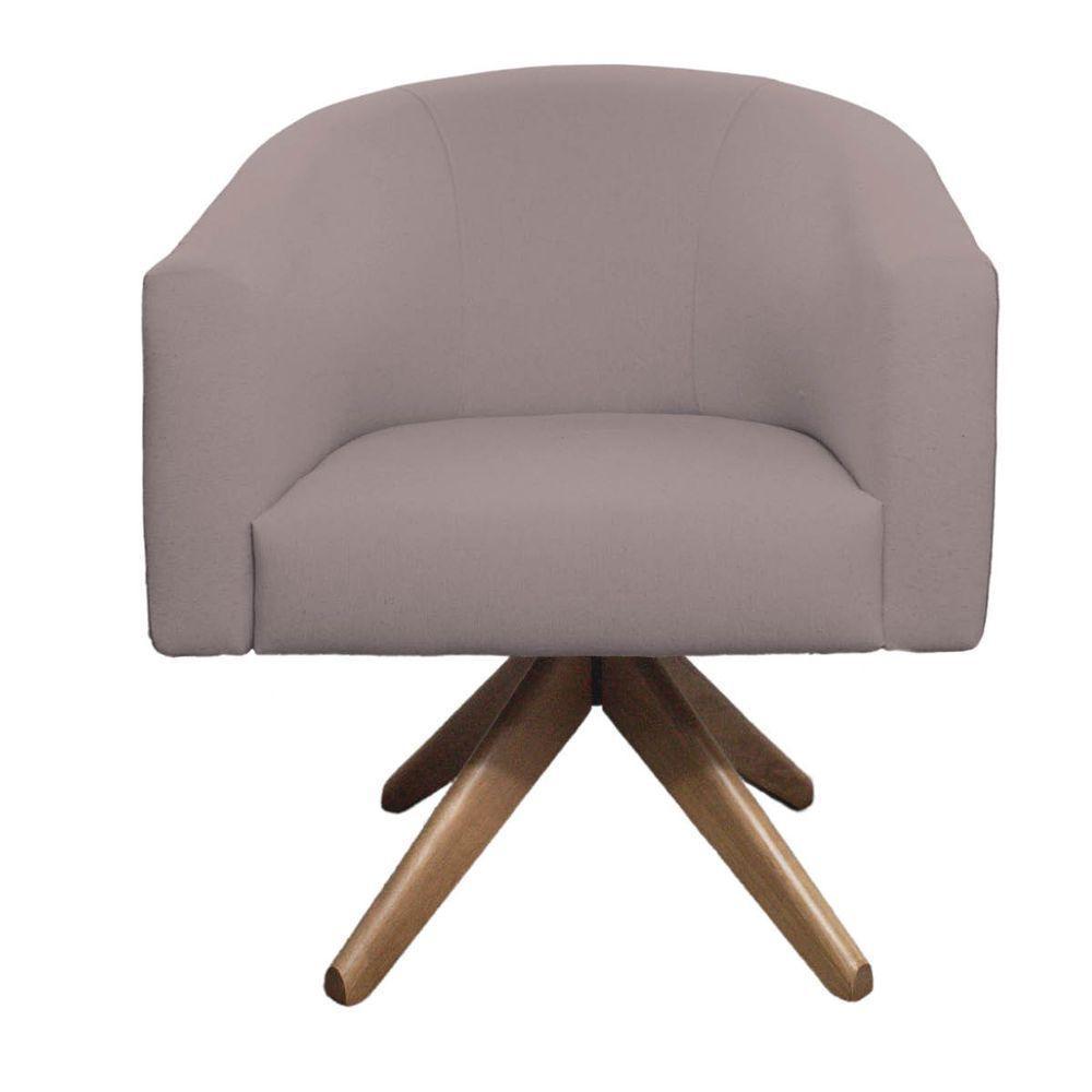 Kit 02 Poltronas Base Giratória De Madeira Nozes Rosê - 5