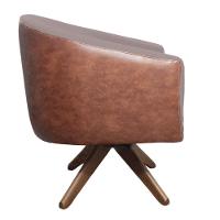 Kit 02 Poltronas Base Giratória De Madeira Nozes Rosê