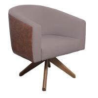 Kit 02 Poltronas Base Giratória De Madeira Nozes Rosê - 6