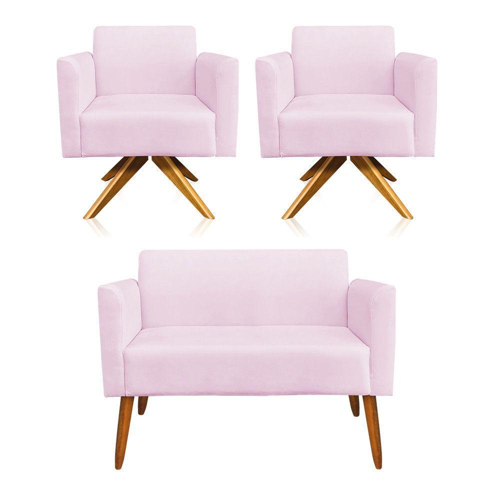 Kit 01 Namoradeira 02 Poltronas Marisa rosa Bebê - 10