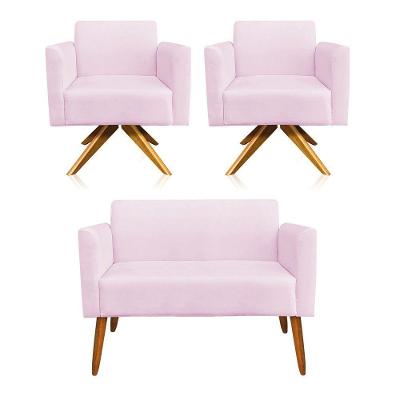 Kit 01 Namoradeira 02 Poltronas Marisa rosa Bebê