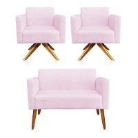 Kit 01 Namoradeira 02 Poltronas Marisa rosa Bebê - 10