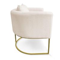 Kit 01 Namoradeira 02 Lugares E 02 Poltronas Paola Linho Areia A27 Base Metálica Dourado