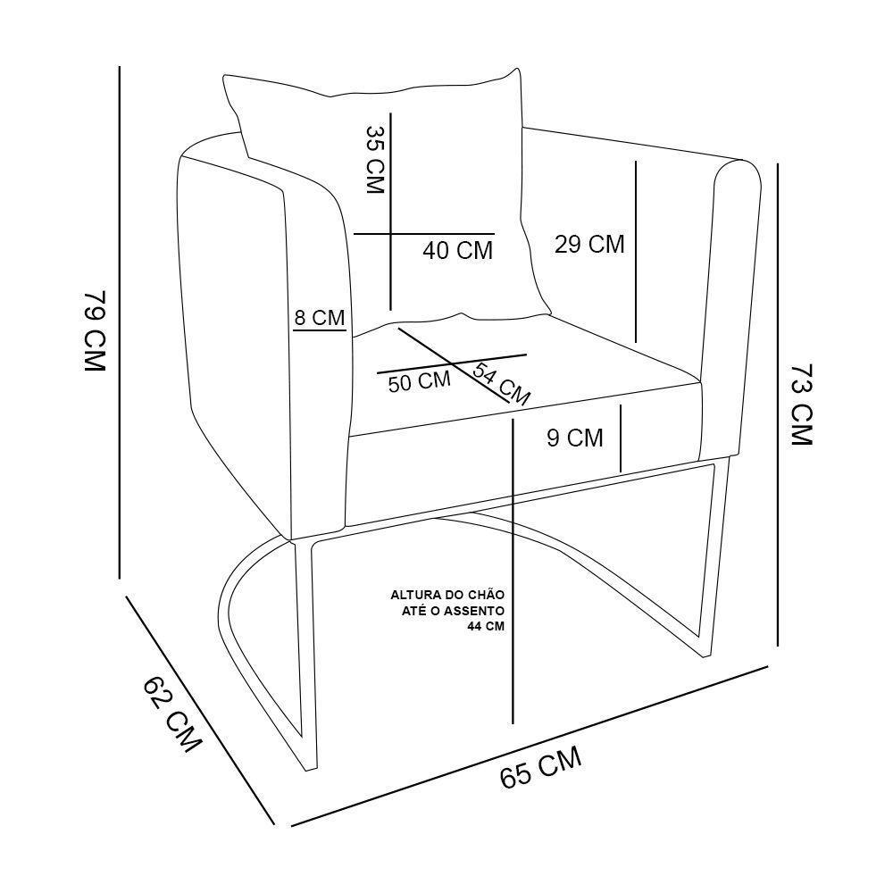 Kit 01 Namoradeira 02 Lugares E 02 Poltronas Paola Linho Grafite A26 Base Metálica Dourado - 2