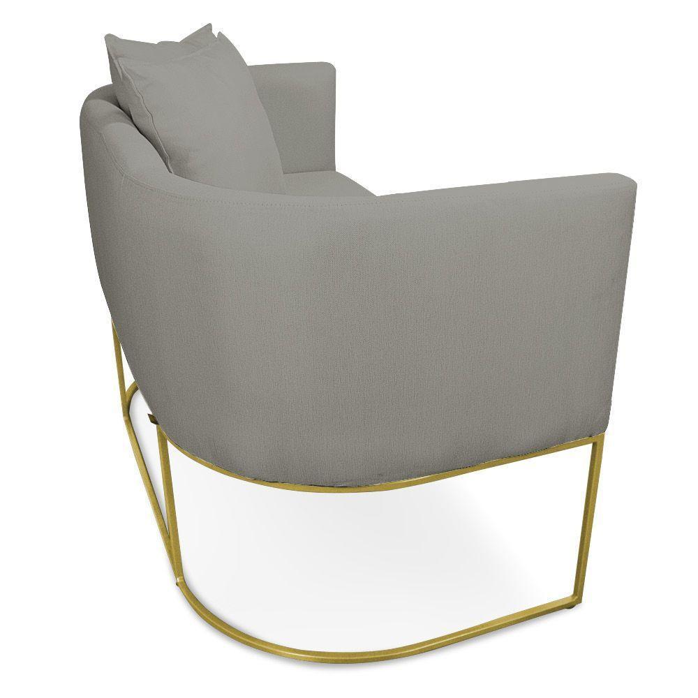 Kit 01 Namoradeira 02 Lugares E 02 Poltronas Paola Linho Grafite A26 Base Metálica Dourado - 5