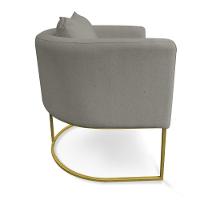 Kit 01 Namoradeira 02 Lugares E 02 Poltronas Paola Linho Grafite A26 Base Metálica Dourado