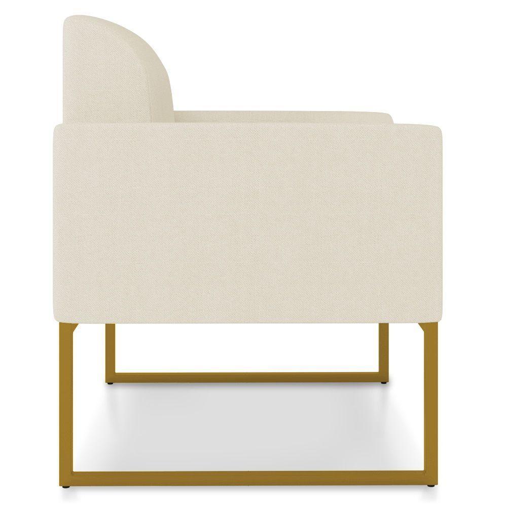 Kit 02 Poltronas Marisa Linho Areia A27 Base Industrial Metálica Dourado - D'rossi - 8