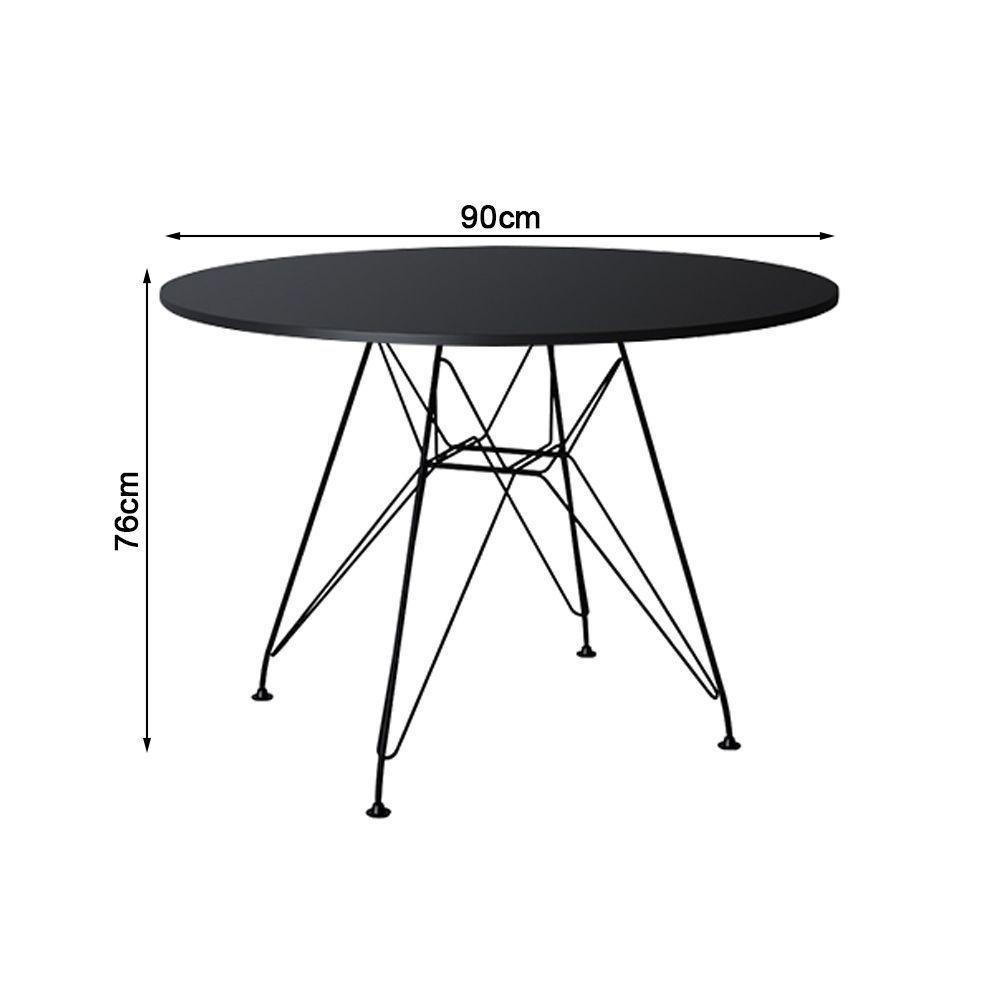 Mesa De Jantar Redonda 90Cm Preta Com 4 Poltronas Pretas Ferro Preto Cor: Preto - 3